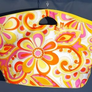 Clinique Packable Yellow Orange Floral 14" Soft Tote Bag